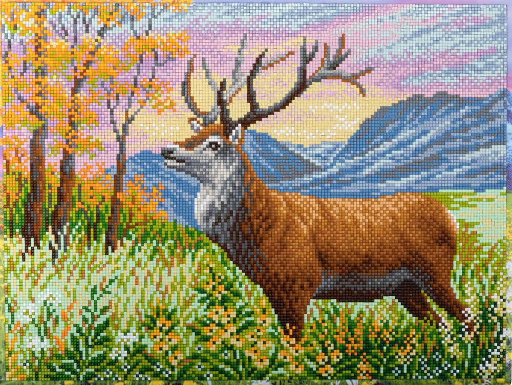 Алмазная (кристальная) мозаика Фрея ALPD-131, на подрамнике Олень в горах, 40х30 см