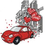 Алмазная (кристальная) мозаика Фрея, Красная машинка, 40х40 см