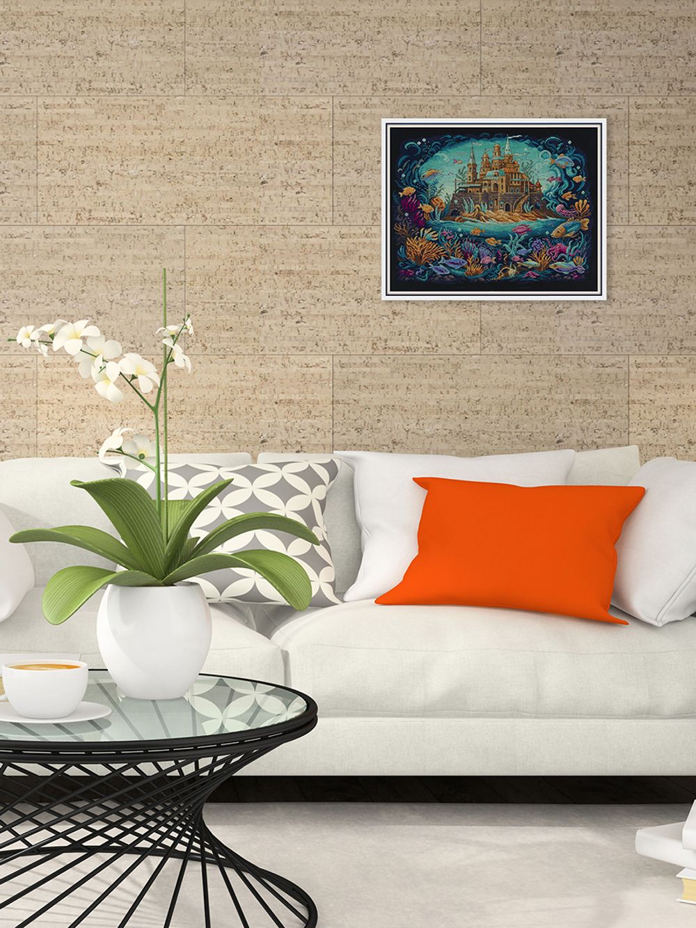 Набор для вышивания нитками Panna F-7520, Морское царство, 42.5х33 см