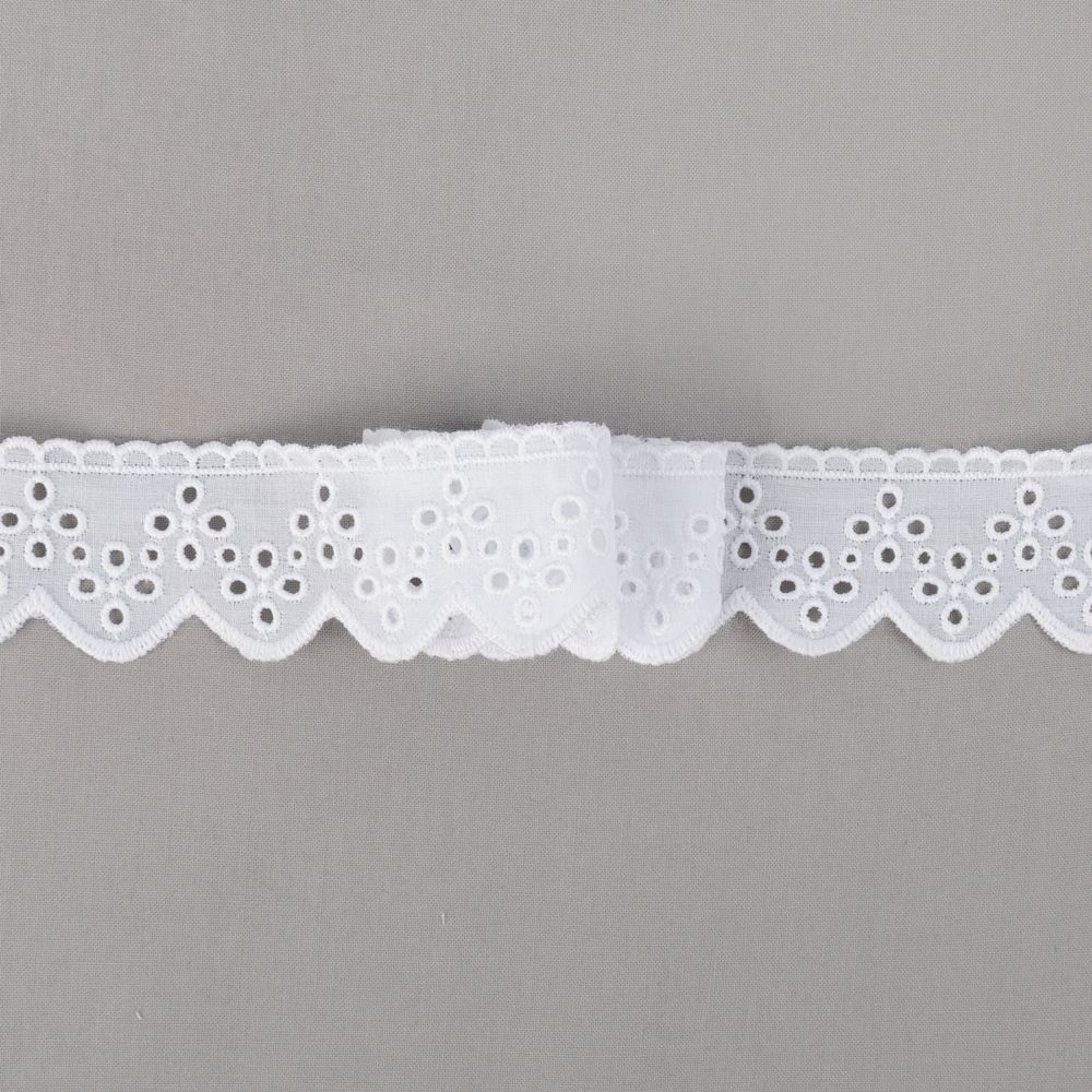Кружево шитьё 38 мм / 9±0.2 метров, Турция, белый, Gamma GYEM-3801