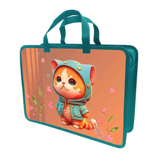 Папка-портфель Мой милый котик A4, 1отд., на молн., с ручками, печать по пласт. с 2х ст., LAMARK035