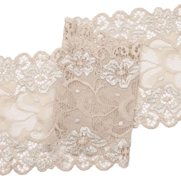 Кружево бельевое эластичное 150 мм / 3.4 метра, цвет телесный