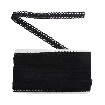 Кружево вязаное (тесьма) хлопковое 15 мм / 9.14 метров, черный