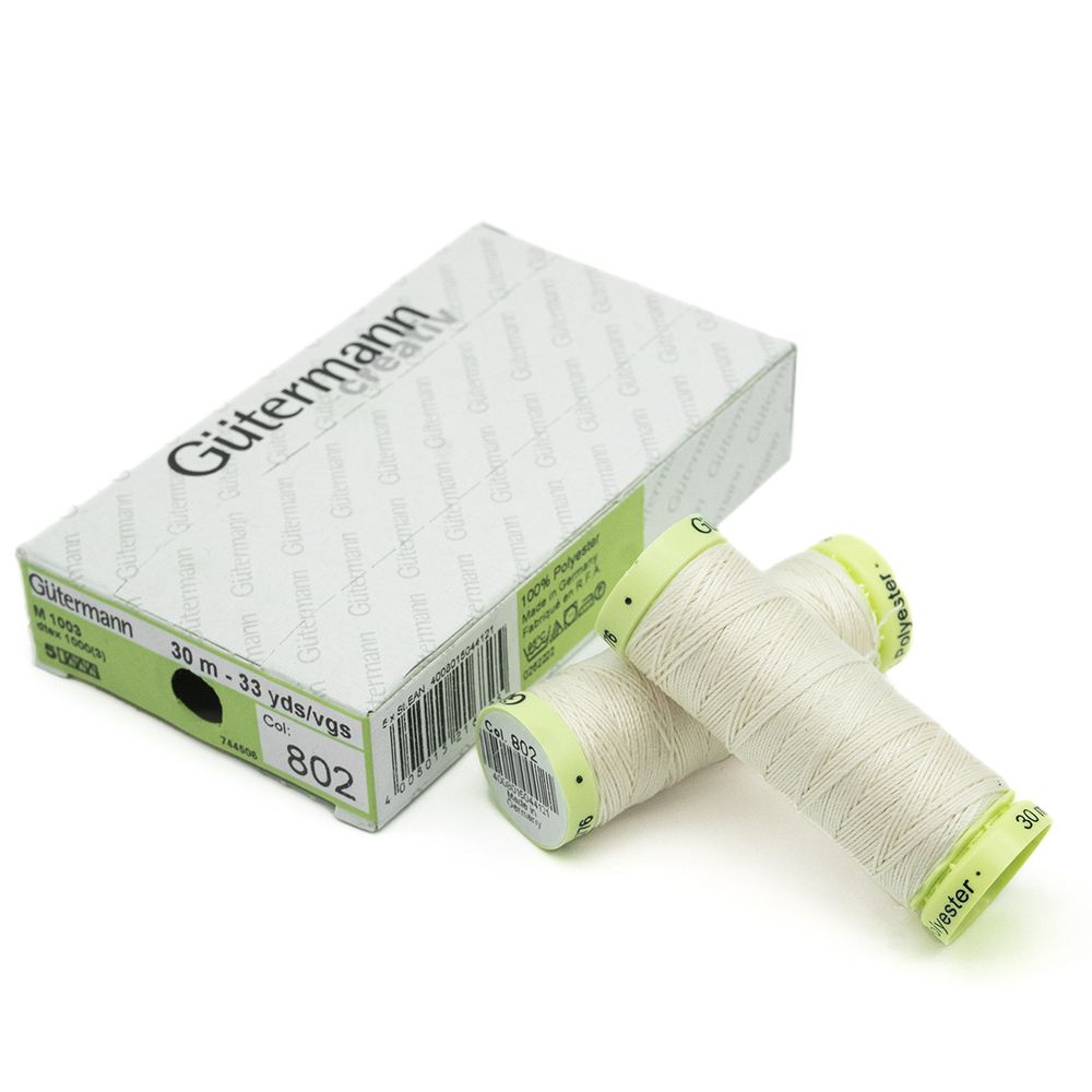 Нитки отделочные Gutermann Top Stitch, 30м, 802 молочно-бежевый, 5 катушек