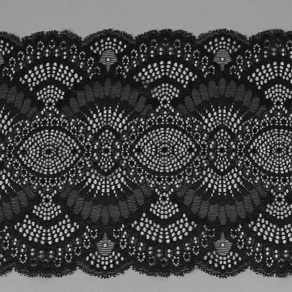 Кружево бельевое эластичное 195 мм / 3 м, TBY.30239, цв.170 черный, Kruzhevo