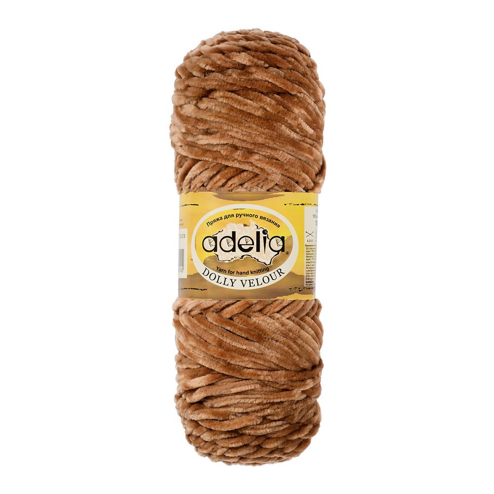 Пряжа Adelia Dolly Velour / уп.5 мот. по 100г, 93м, 20 св.коричневый