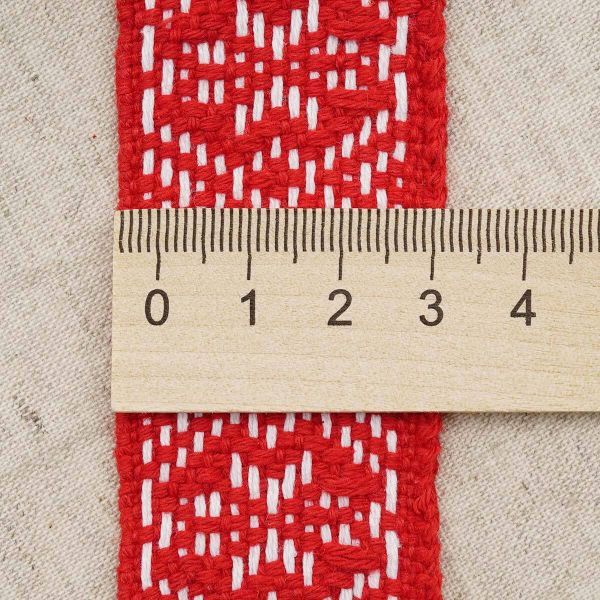 Лента для поясов 38 мм / 25 метров, рис. 9843, красный/белый, С3822Г17