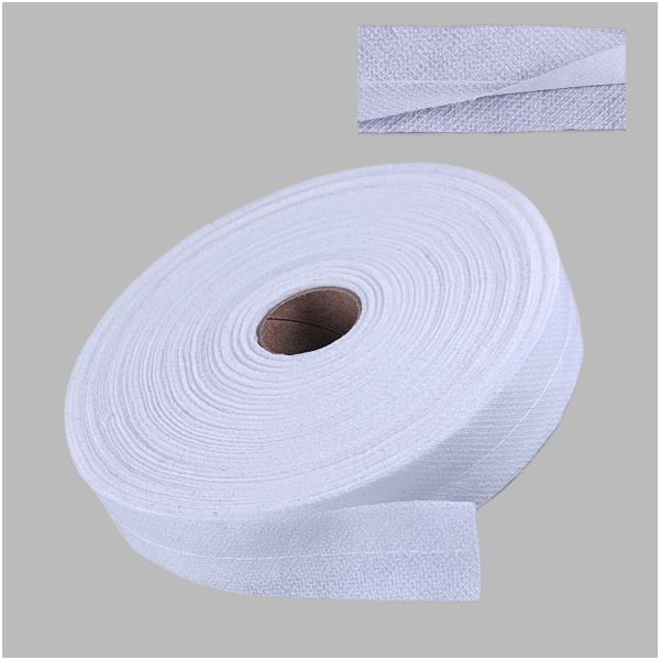 Лента клеевая нитепрошивная по косой двойная со строчкой 30 мм / 100 метров, белый, LNK(N)-30х2
