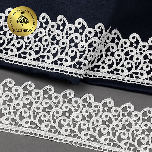 Кружево гипюр (плетёное) 80 мм, диз. 141, цв.16 молочный, уп. 9 м, Kruzhevo