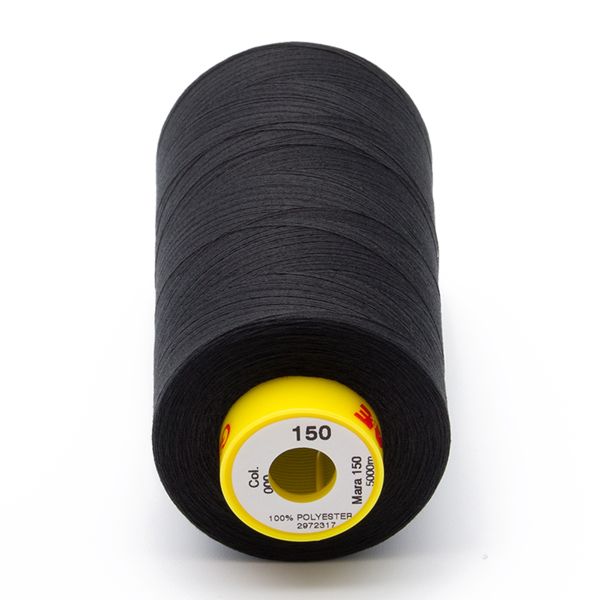 Нитка особо тонкая Gutermann Mara №150 (150/2), 5000 м, 713961, цв. 000 черный, 1 катушка