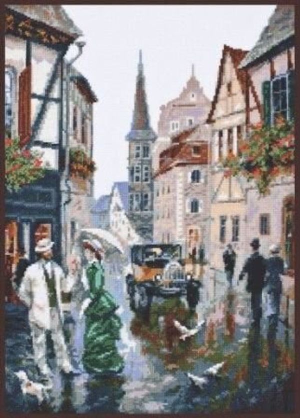 Набор для вышивания нитками Палитра, Город просыпается 26х36 см