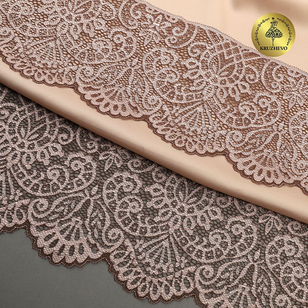 Кружево эластичное (стрейч) 110 мм, 40992PP цв.бежевый уп.115м, Kruzhevo
