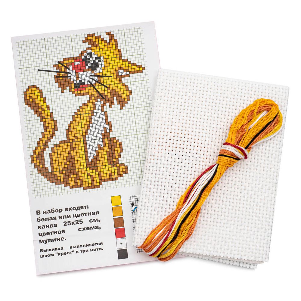 Набор для вышивания нитками РС Студия, Рыжий кот 14х11 см