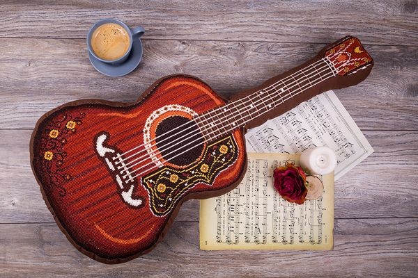 Набор для вышивания нитками Panna, Подушка Гитара, 31,5х68 см