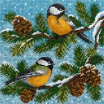 Алмазная (кристальная) мозаика Фрея ALPD-249, на подрамнике Синички, 30х30 см