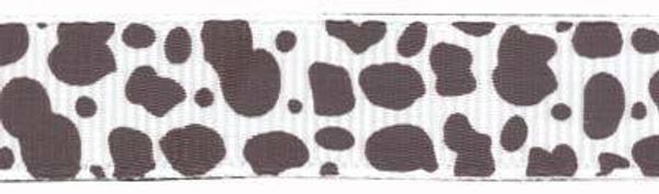Лента репсовая (в рубчик) с рисунком 12.0 мм / 5 шт по 3 метра, /РП/, 001/A2 белый/пятна, Gamma GRC-121