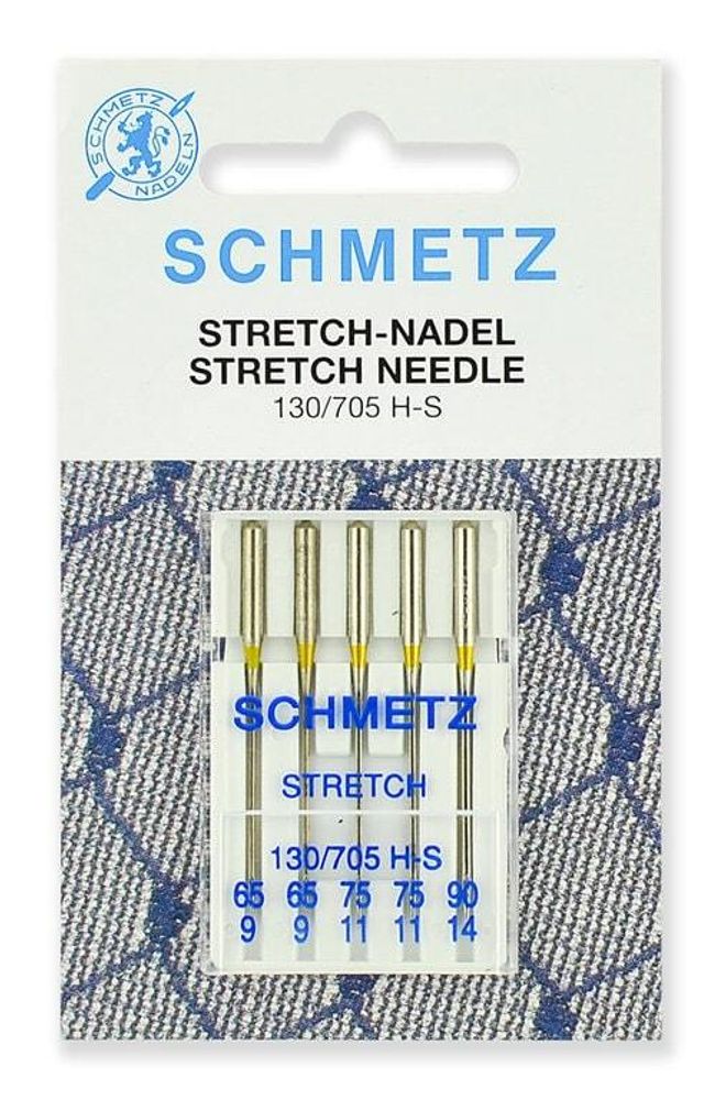 Иглы для швейных машин стрейч Schmetz №65(2), 75(2), 90, 5шт, 22:80.FB2.VQS, 10 блист.