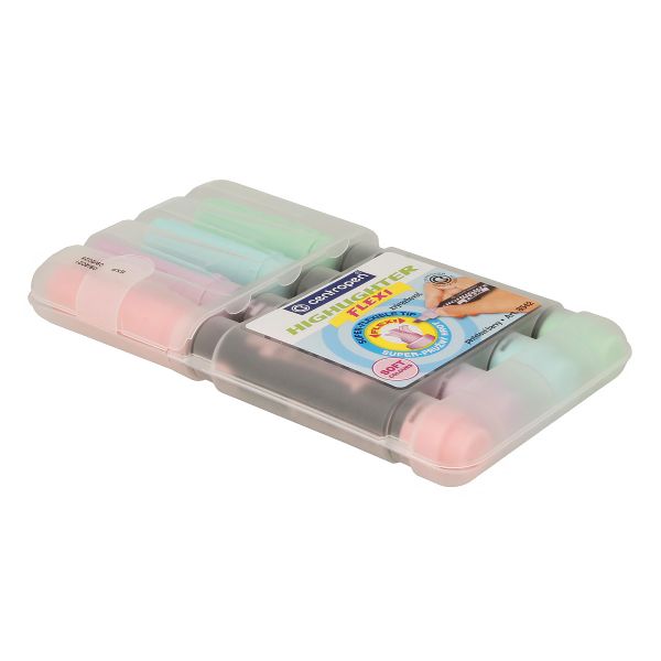Набор текстовыделителей HIGHLIGHTER FLEXI-(super-flexible tip) 4 цв. 8542/4 1-5 мм, 4 цв. скошенное, 8542/4 SOFT 4 цв, Centropen 8542/4