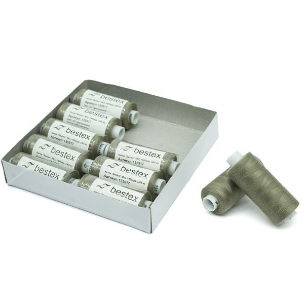 Нитки швейные бытовые Bestex 40/2, 365 м (400 ярд) / 10 кат., 337 галечный серый