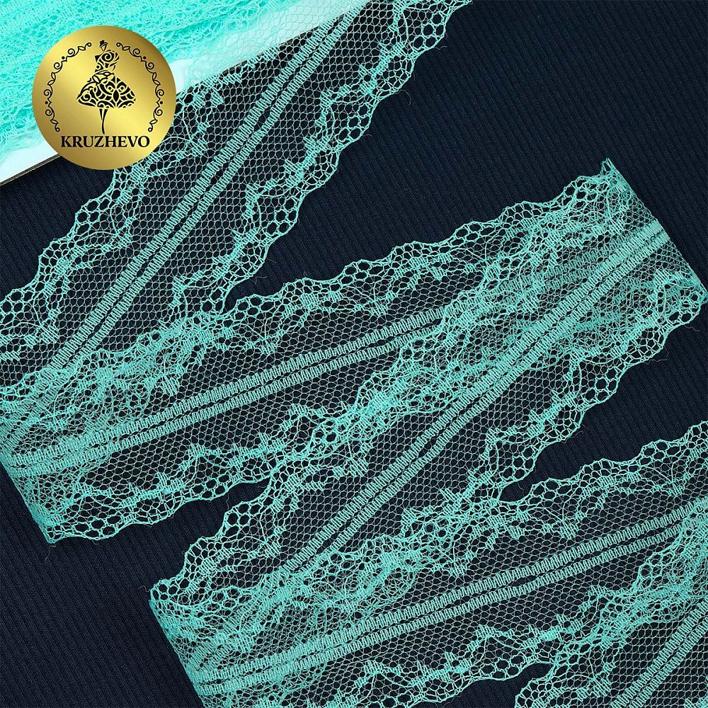 Кружево отделочное в стиле "трикотаж" 40 мм, 150-1, цв.04 мята, 9.14м