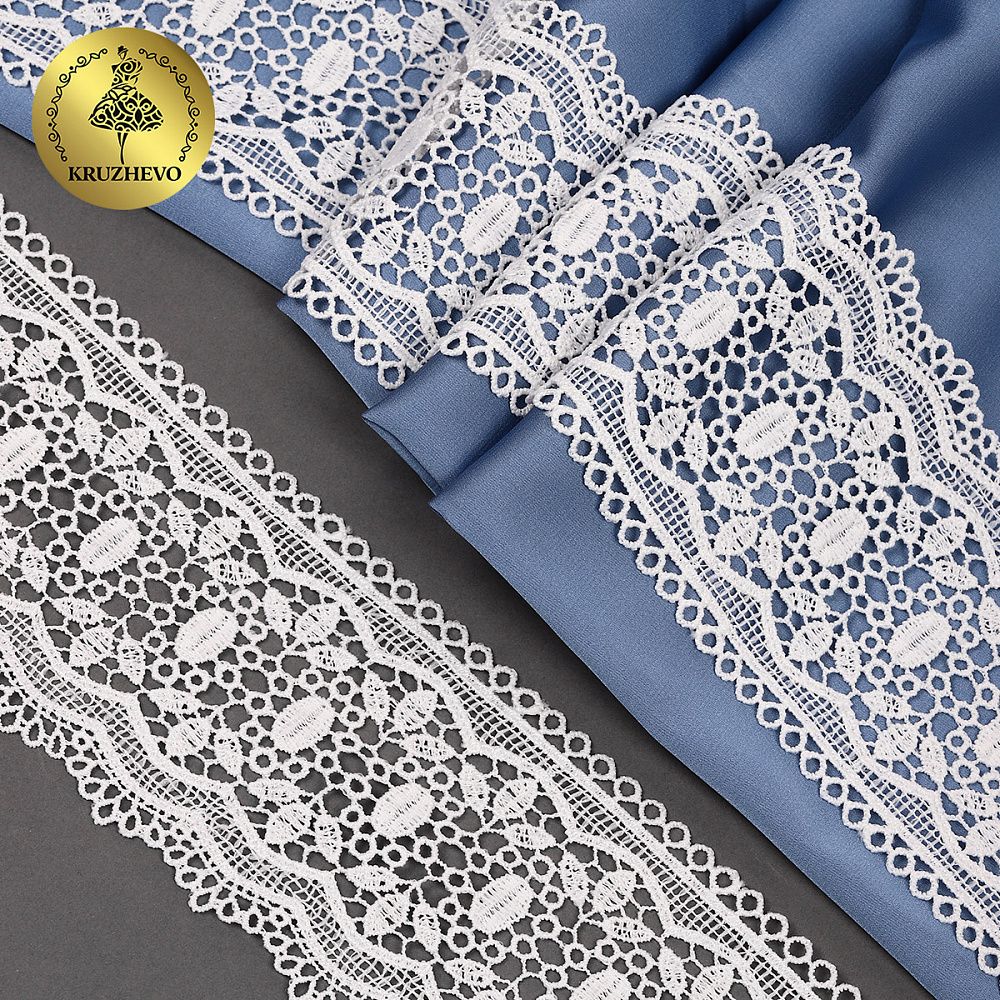 Кружево гипюр (плетёное) 80 мм, матовая нить TBY.0618, цв.белый уп.13.71м, Kruzhevo