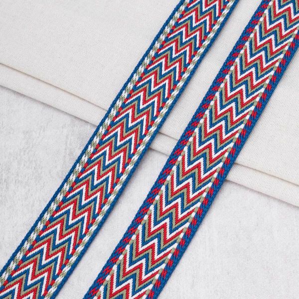 Стропа (ременная лента) 38 мм / 3 метра, [41.33 г/пог.м], с принтом, T0404 синий/белый/красный, 3Al362