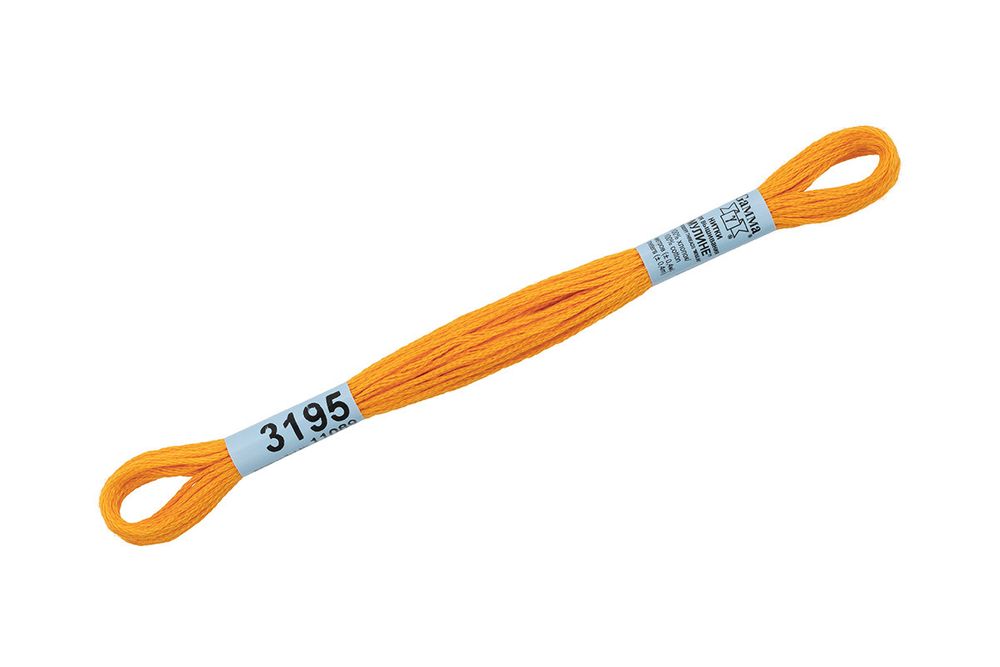 Мулине Gamma 100% хлопок, цв.3195 оранжевый, 24 мотка по 8 метров