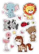 Алмазная (кристальная) мозаика Фрея, Наклейки Веселые Зверята, 14х19,5 см