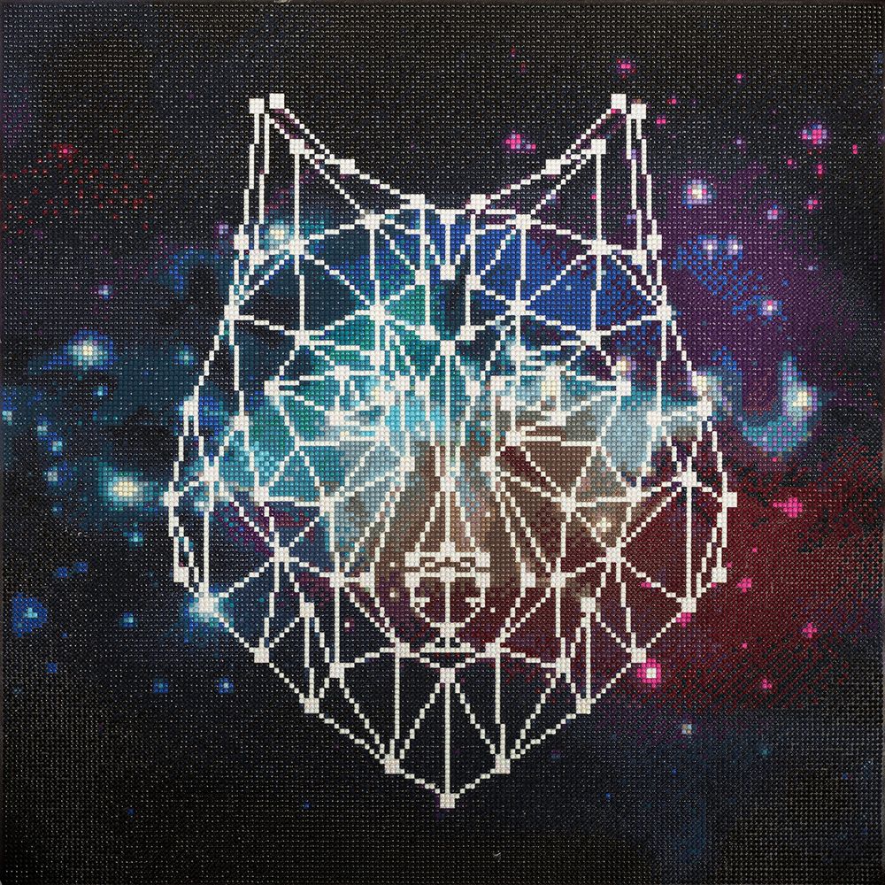 Алмазная (кристальная) мозаика Фрея, Волк. Абстракция, 50х50 см