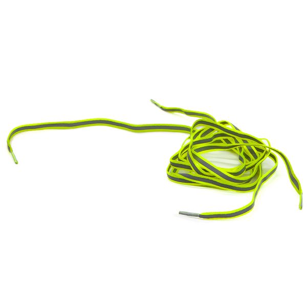 Шнурки плоские светоотражающие 8 мм, 120см, желт.серый