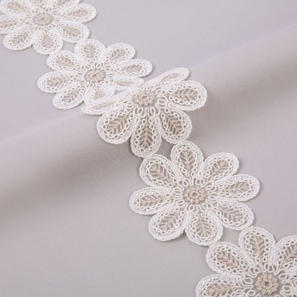 Кружево на сетке 80 мм / 11 м, кремовый, Gamma GFLM-24161