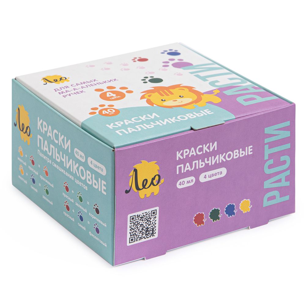 Краска пальчиковая Лео Расти набор 4 цв.х40 мл, Лео LGFP-0104