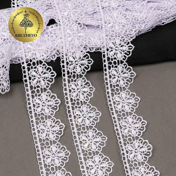 Кружево гипюр (плетёное) 30 мм, диз. 121, цв.1 белый уп. 9 м, Kruzhevo