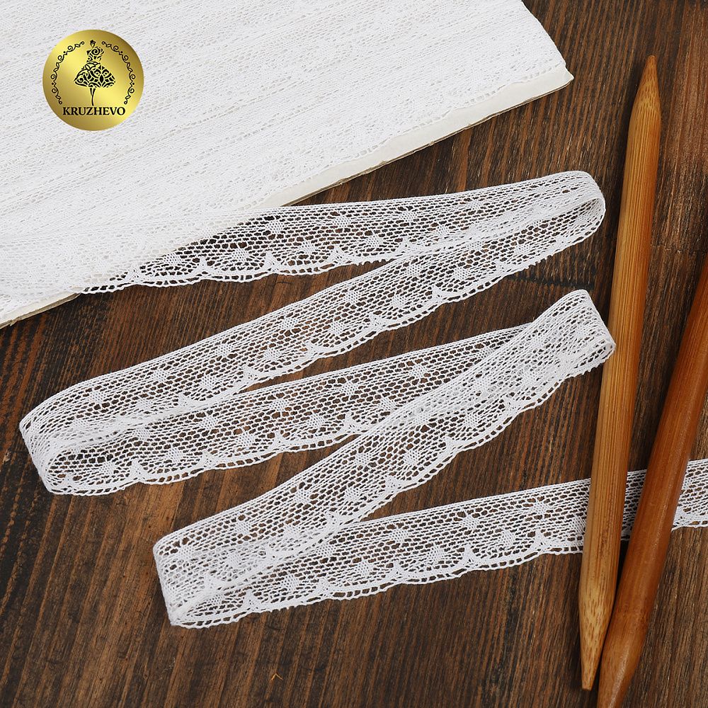 Кружево вязаное (тесьма) 25 мм / 10 метров, D1001, тонкая нить, цв.01 белый, Kruzhevo