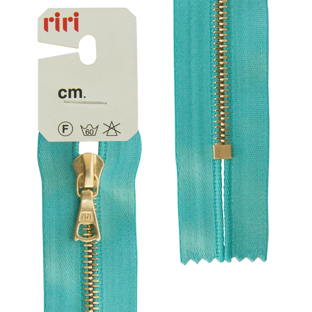 Молния металл RIRI Т4 (4 мм) Gold, н/раз., атлас. тесьма, 16 см, цв. тесьмы 5859, бирюзовый, упак. 5 шт /TOS/ Молния металл RIRI Т4 (4 мм) Gold, н/раз., атлас. тесьма, 16 см, цв. тесьмы 5859, бирюзовый, упак. 5 шт /TOS/
