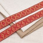 Лента (тесьма) жаккардовая 30.0 мм / 25±1 метров, рис. 9854, красный/желтый/черный, С3881Г17