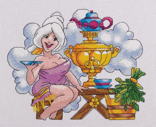 Набор для вышивания нитками Panna, С легким паром! 25х21 см