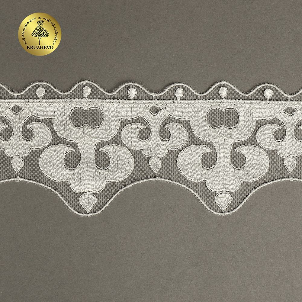 Кружево на сетке арт.TR.2113 70мм цв.белый уп.13м, Kruzhevo