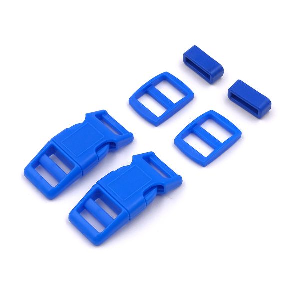 Фастекс (пряжка трезубец), рамка и рамка-регулятор 15мм, пластик, (2 компл.) Hobby&Pro, синий, A03001037-15