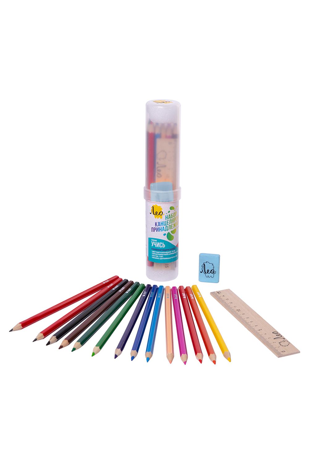 Набор канцелярских принадлежностей в тубусе 16 пред., 2 шт, (в тубусе), Лео LNPER-16