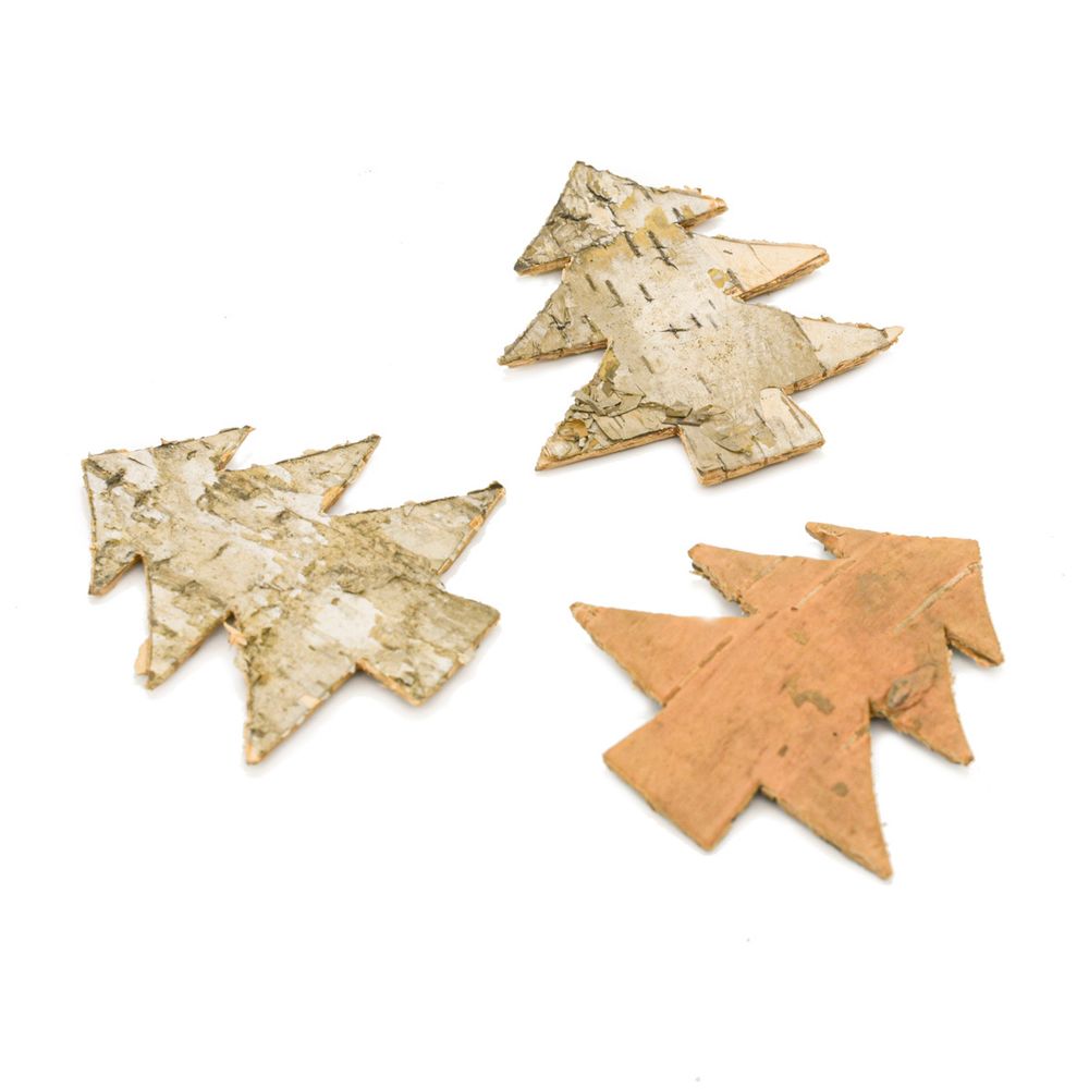 Декоративные элементы из коры дерева "Елочки", 7см, 10 шт, нат/дерево