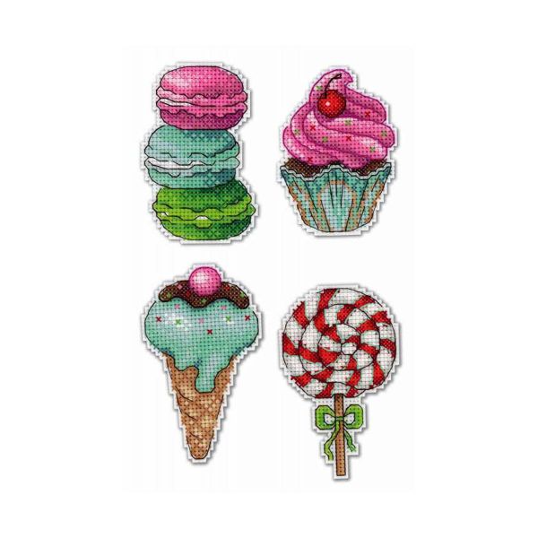 Набор для вышивания нитками МП Студия, магнит Сладости для радости 9х6см