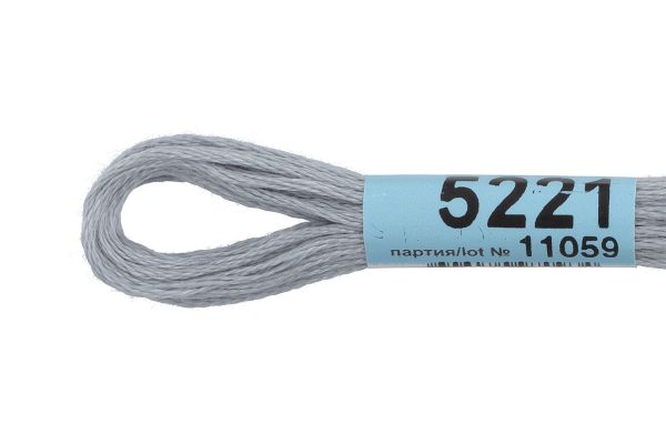 Мулине Gamma 100% хлопок, цв.5221 серый, 24 мотка по 8 метров