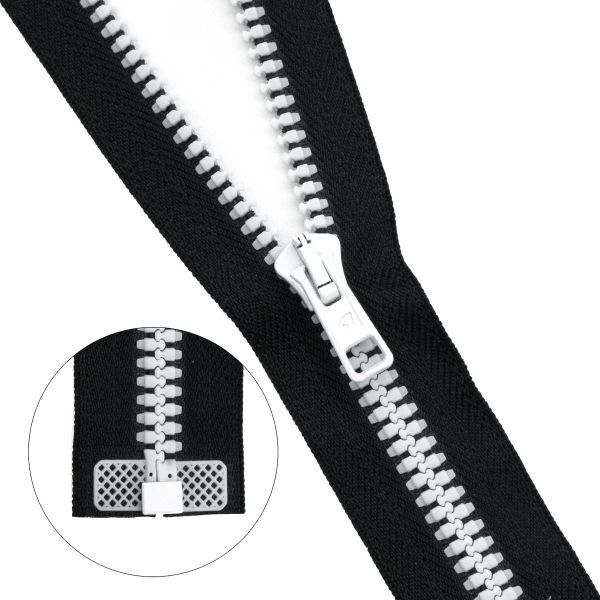 Молния трактор Arta Т6 (6 мм) 1 зам., разъем., 80 см, BiColor, цв. 077 черный / 001 белый, уп.5 шт