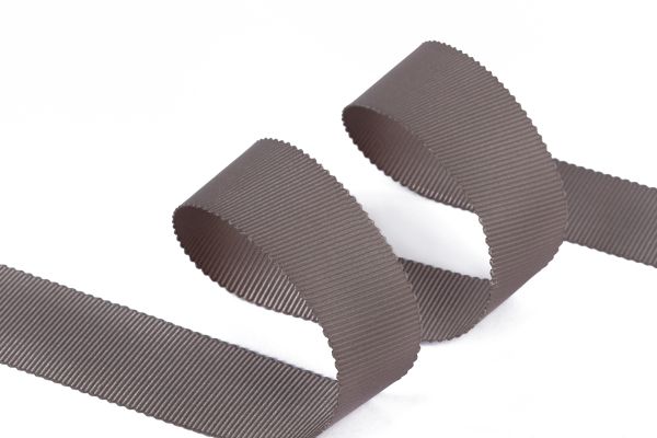 Лента репсовая (в рубчик) с зубчатым краем 25.0 мм / 25±1 метров, 017 т.серый, Gamma PTGR-25