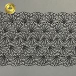 Кружево на сетке (вышитое) 225 мм, T93, цв.айвори+черный, 6м, Kruzhevo