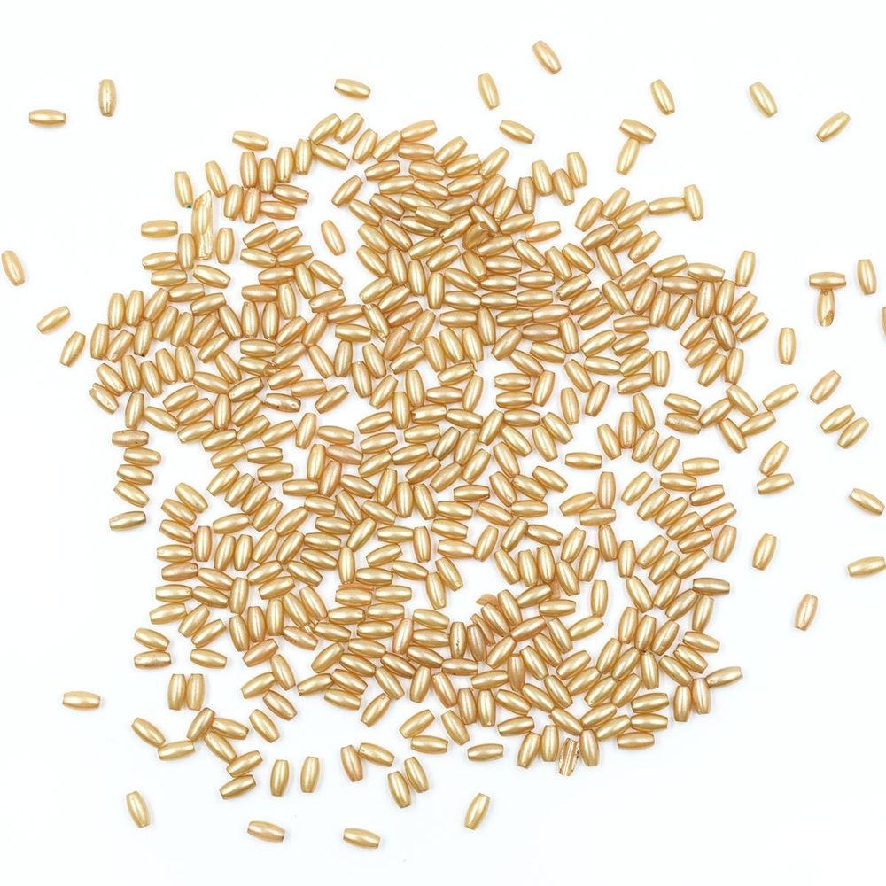 Бусины пластик (жемчуг) 3х6 мм, 15 г, Astra&Craft, золотисто-коричневый