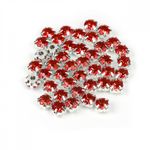 Стразы пришивные в цапах стекло 6 мм, MS.49.R, красный, 50шт