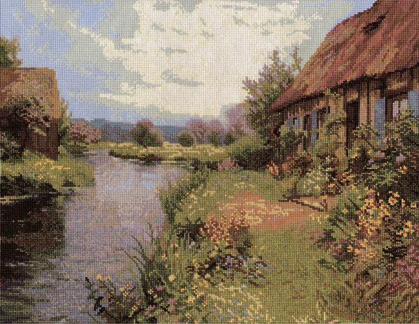 Набор для вышивания нитками Panna, Золотая серия, Речная прохлада, 36,5х29 см