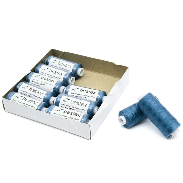 Нитки швейные бытовые Bestex 40/2, 365 м (400 ярд) / 10 кат., 091 сапфир